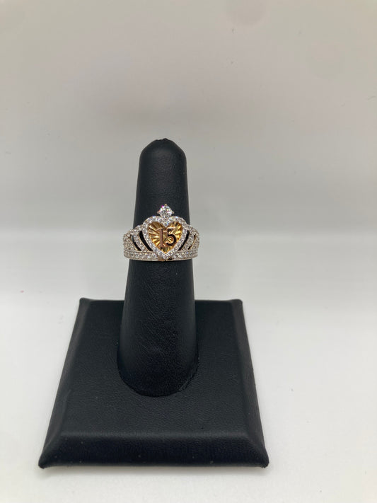 14K gold Quinceañera Crown Ring