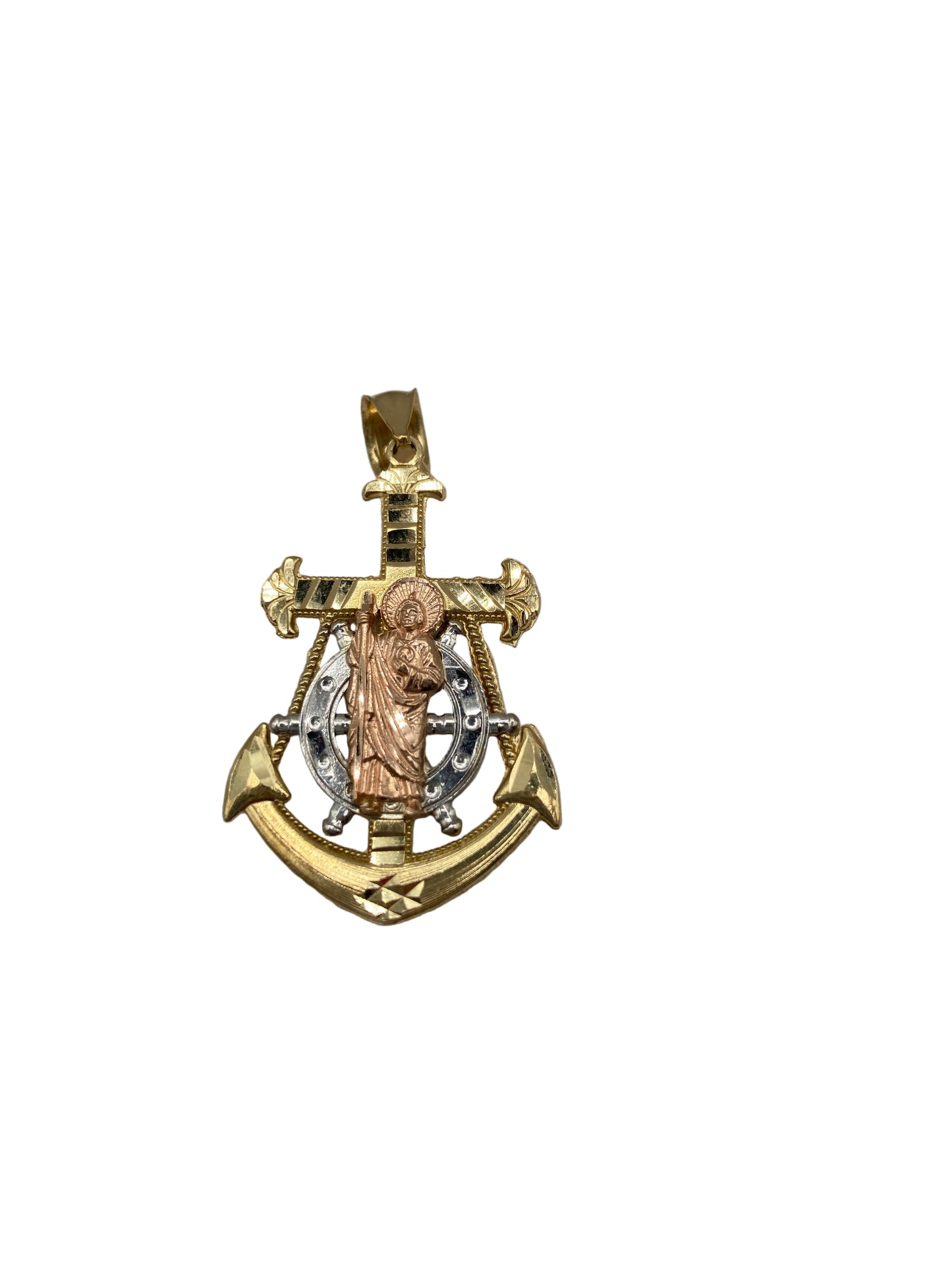 14K Gold Saint Judas Anchor Pendant